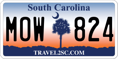 SC license plate MOW824