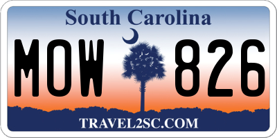SC license plate MOW826