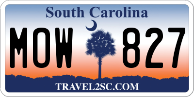 SC license plate MOW827