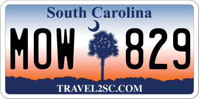SC license plate MOW829