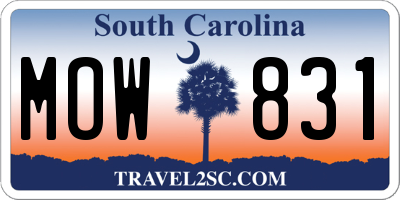 SC license plate MOW831