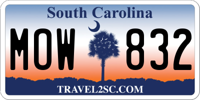 SC license plate MOW832