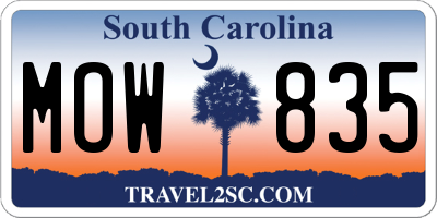 SC license plate MOW835
