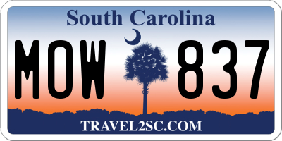 SC license plate MOW837