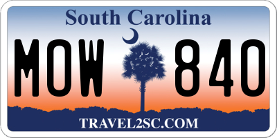 SC license plate MOW840