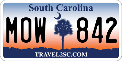 SC license plate MOW842