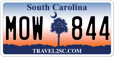 SC license plate MOW844