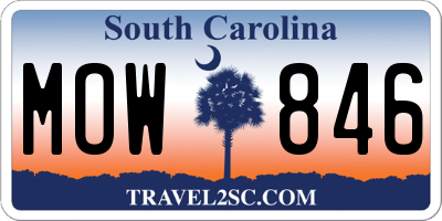 SC license plate MOW846