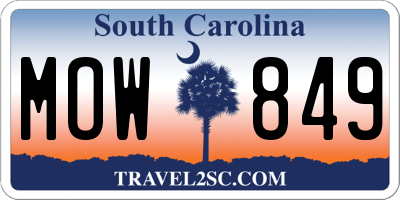 SC license plate MOW849