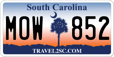 SC license plate MOW852