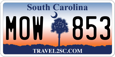 SC license plate MOW853