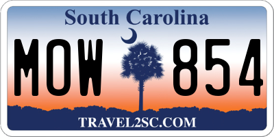 SC license plate MOW854