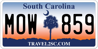 SC license plate MOW859
