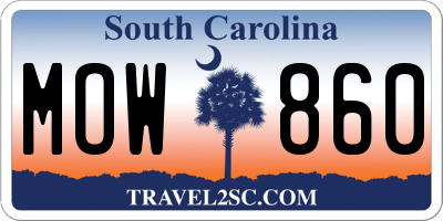 SC license plate MOW860
