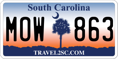 SC license plate MOW863