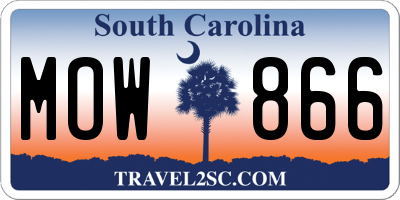 SC license plate MOW866