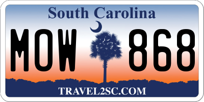 SC license plate MOW868