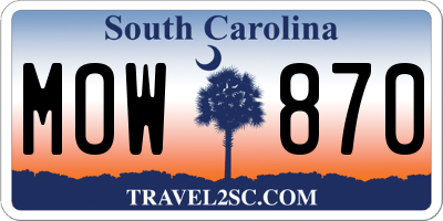 SC license plate MOW870