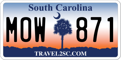 SC license plate MOW871