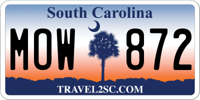 SC license plate MOW872