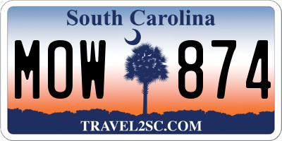 SC license plate MOW874