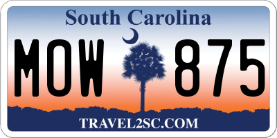 SC license plate MOW875