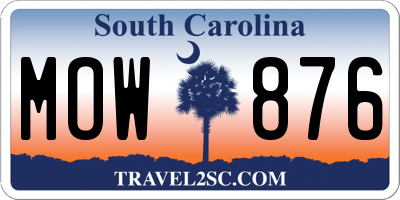 SC license plate MOW876