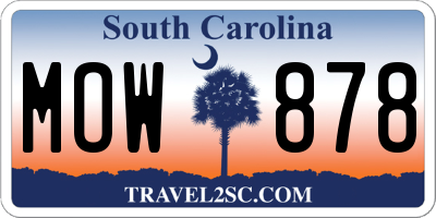 SC license plate MOW878