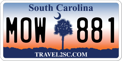 SC license plate MOW881