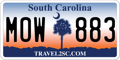 SC license plate MOW883