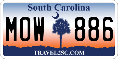 SC license plate MOW886