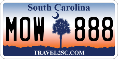 SC license plate MOW888