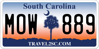 SC license plate MOW889
