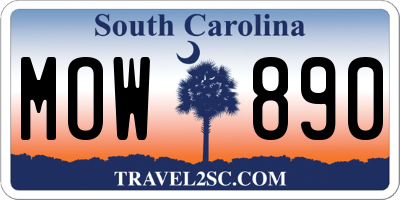 SC license plate MOW890