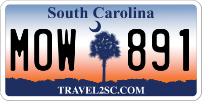 SC license plate MOW891