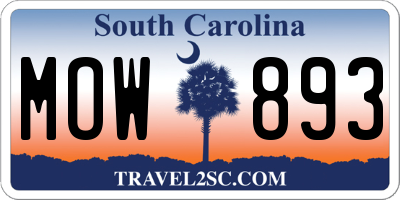 SC license plate MOW893