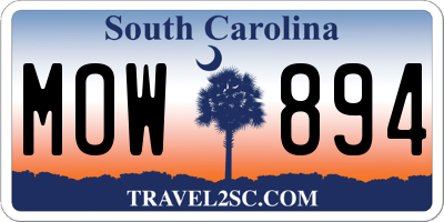 SC license plate MOW894