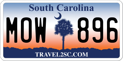 SC license plate MOW896