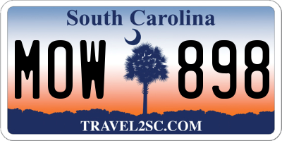 SC license plate MOW898