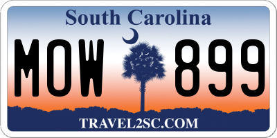 SC license plate MOW899