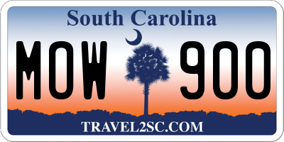 SC license plate MOW900