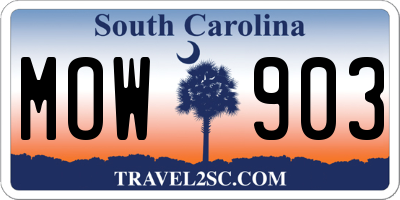 SC license plate MOW903
