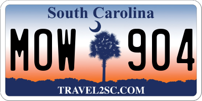 SC license plate MOW904