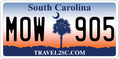 SC license plate MOW905
