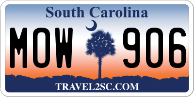 SC license plate MOW906