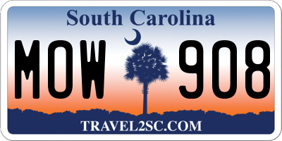 SC license plate MOW908