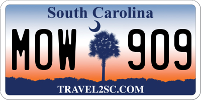 SC license plate MOW909