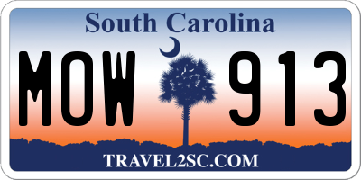 SC license plate MOW913