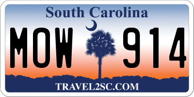 SC license plate MOW914