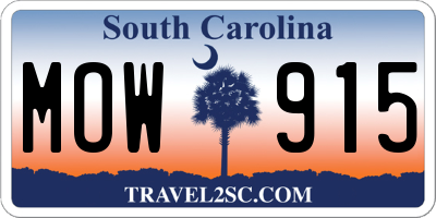 SC license plate MOW915
